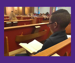 student in church