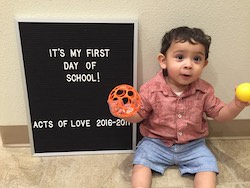 child on first day of school