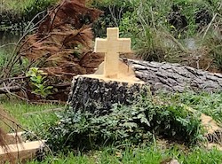 tree stump with cross