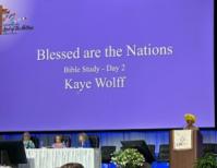 stage with speaker Kaye Wolff